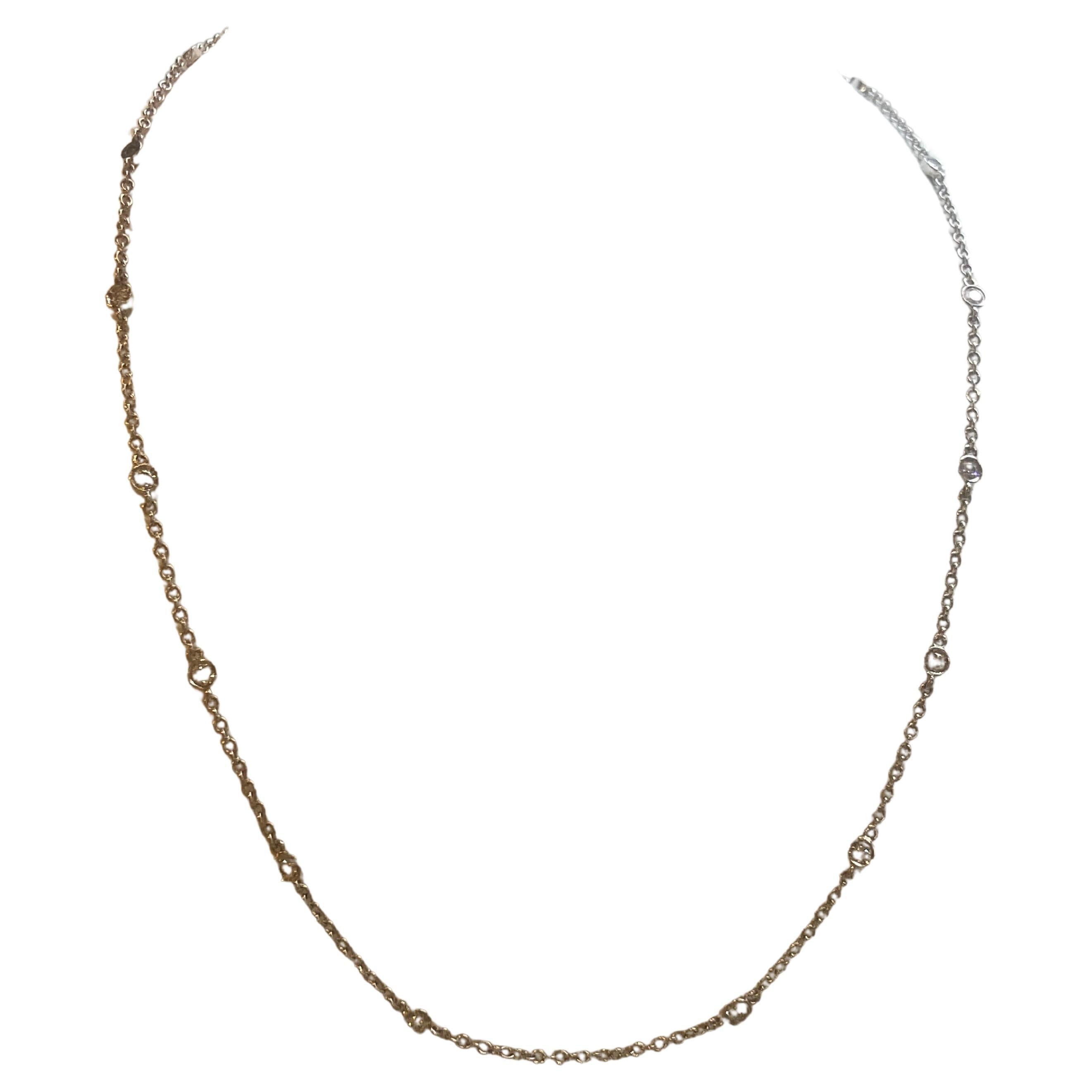 0.96ctw Diamonds By The Yard Necklace in 14KT White Gold For Sale