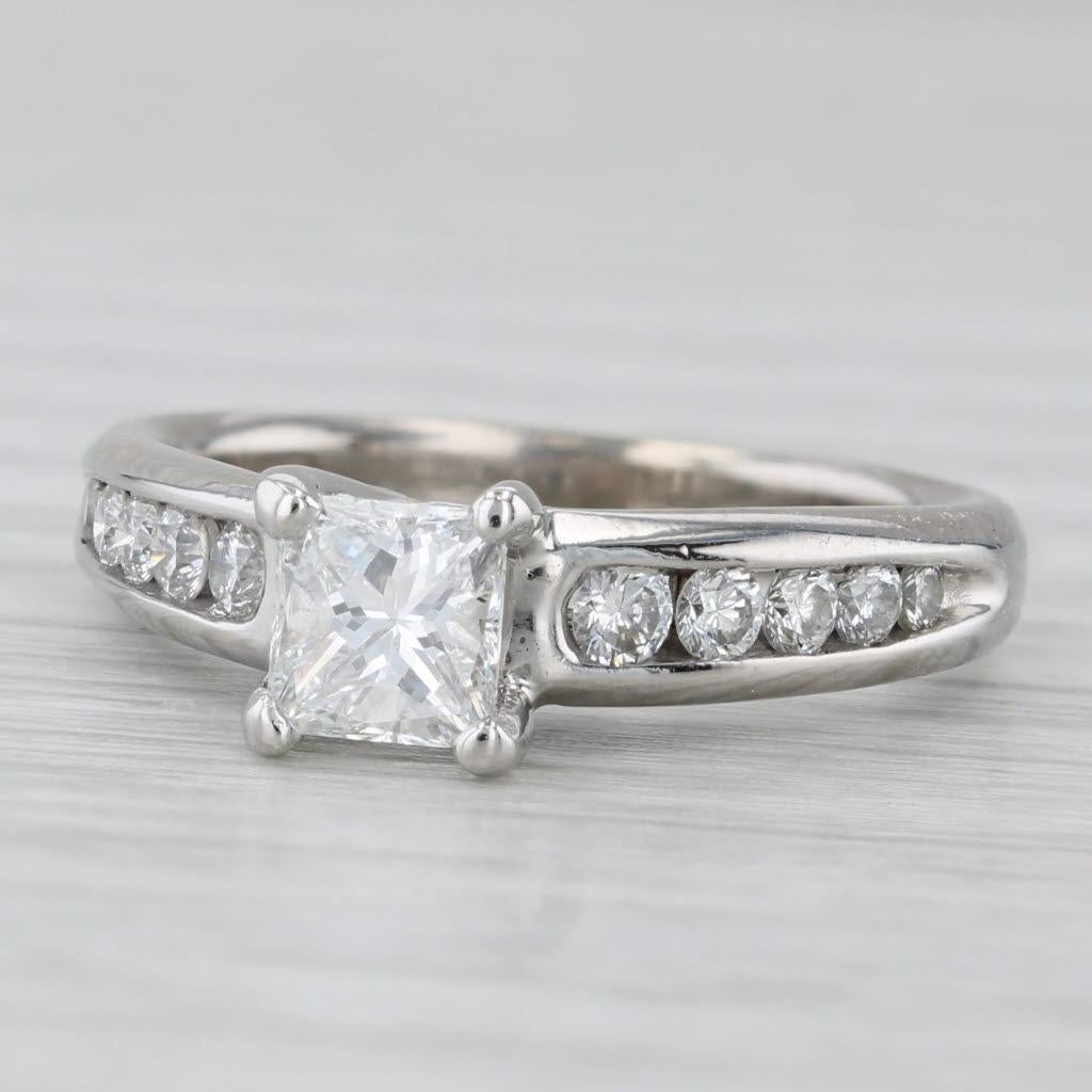 0.96ctw Princess Diamond Engagement Ring 14k White Gold Size 6