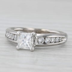0.96ctw Princess Diamond Engagement Ring 14k White Gold Size 6