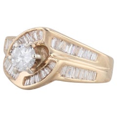 0.96ctw Round Diamond Engagement Ring 14k Yellow Gold Bypass Size 8.75