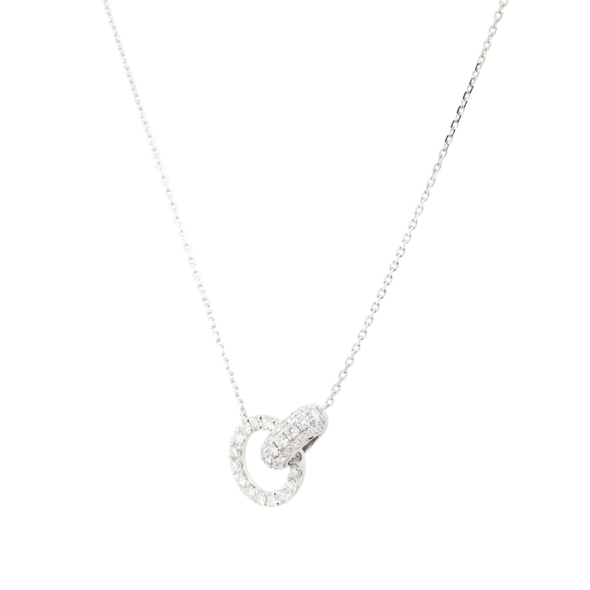 0.97 Carat Diamond Circle Drop Necklace 18 Karat in Stock In Excellent Condition In Boca Raton, FL