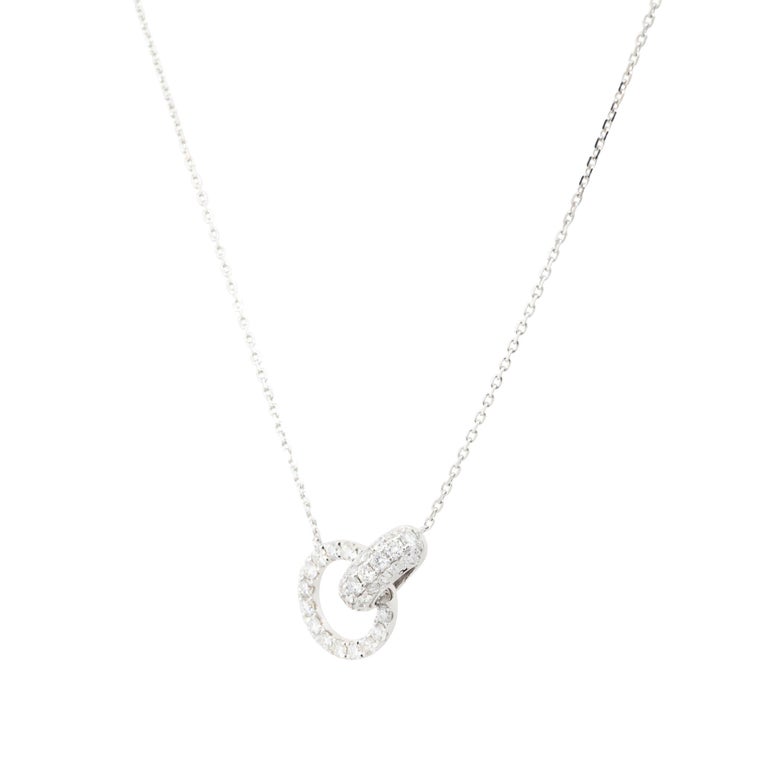 0.97 Carat Diamond Circle Drop Necklace 18 Karat in Stock For Sale at