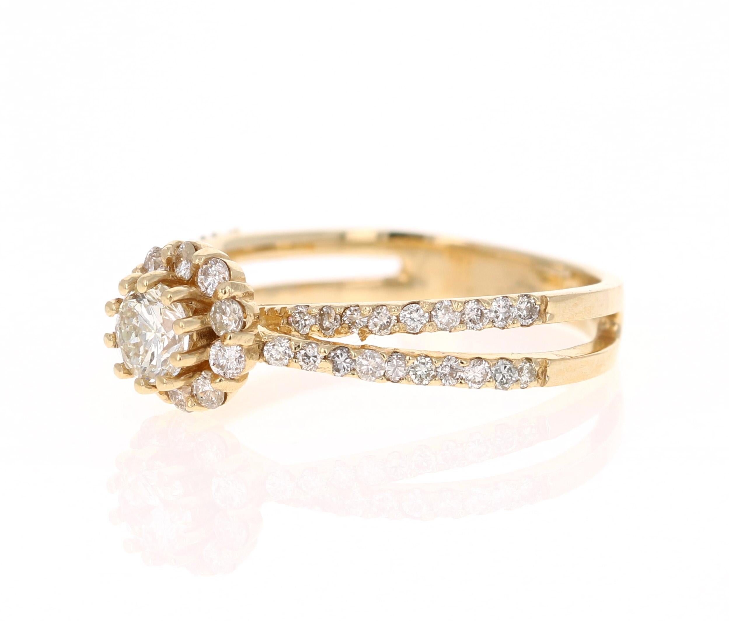 Contemporary 0.97 Carat Diamond Wedding Ring 14 Karat Yellow Gold