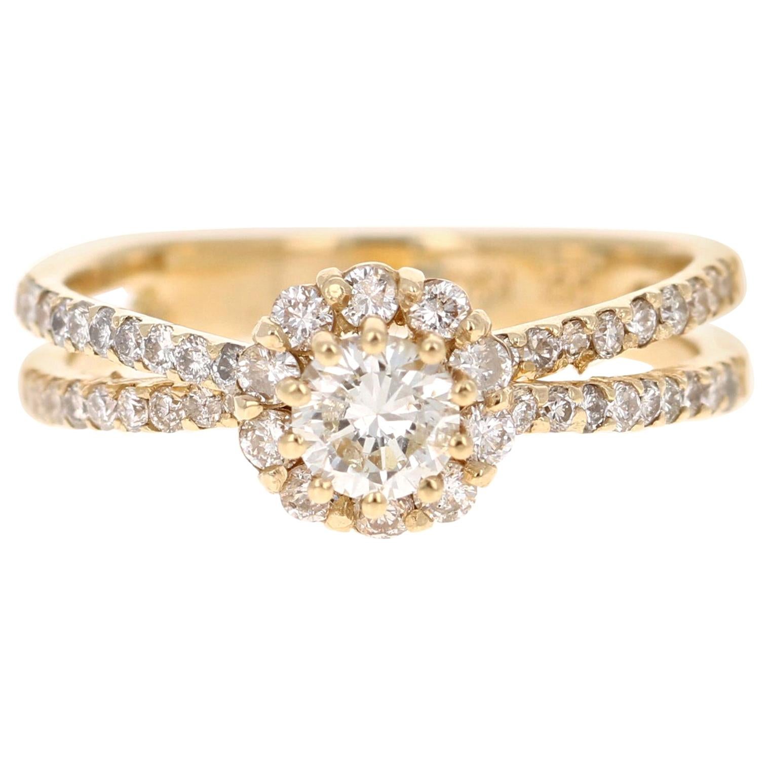 0.97 Carat Diamond Wedding Ring 14 Karat Yellow Gold