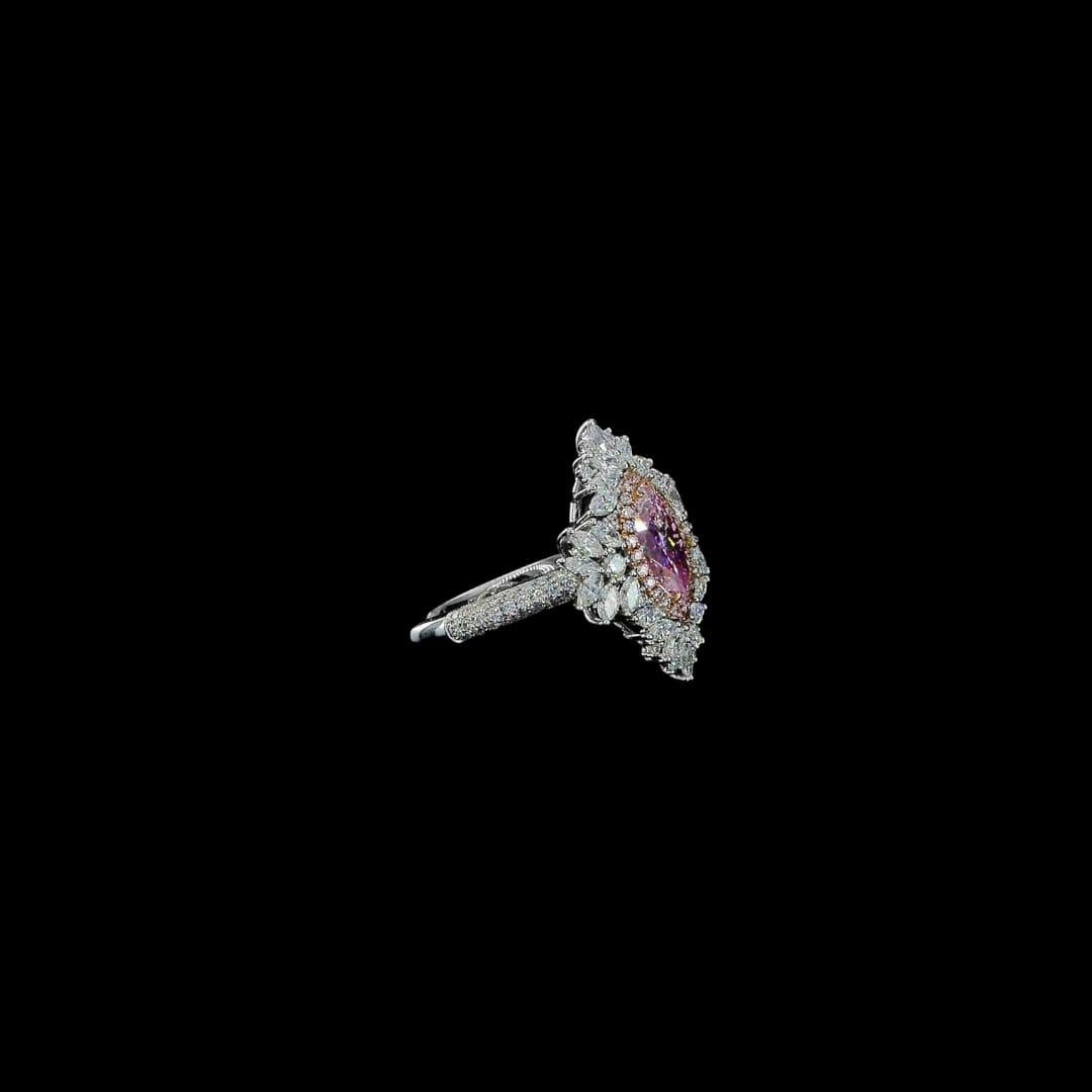 Marquise Cut 0.97 Carat Faint Pink Diamond Ring VS1 Clarity GIA Certified For Sale