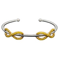 0.97 Carat Green Diamond White and Yellow Gold Bangle