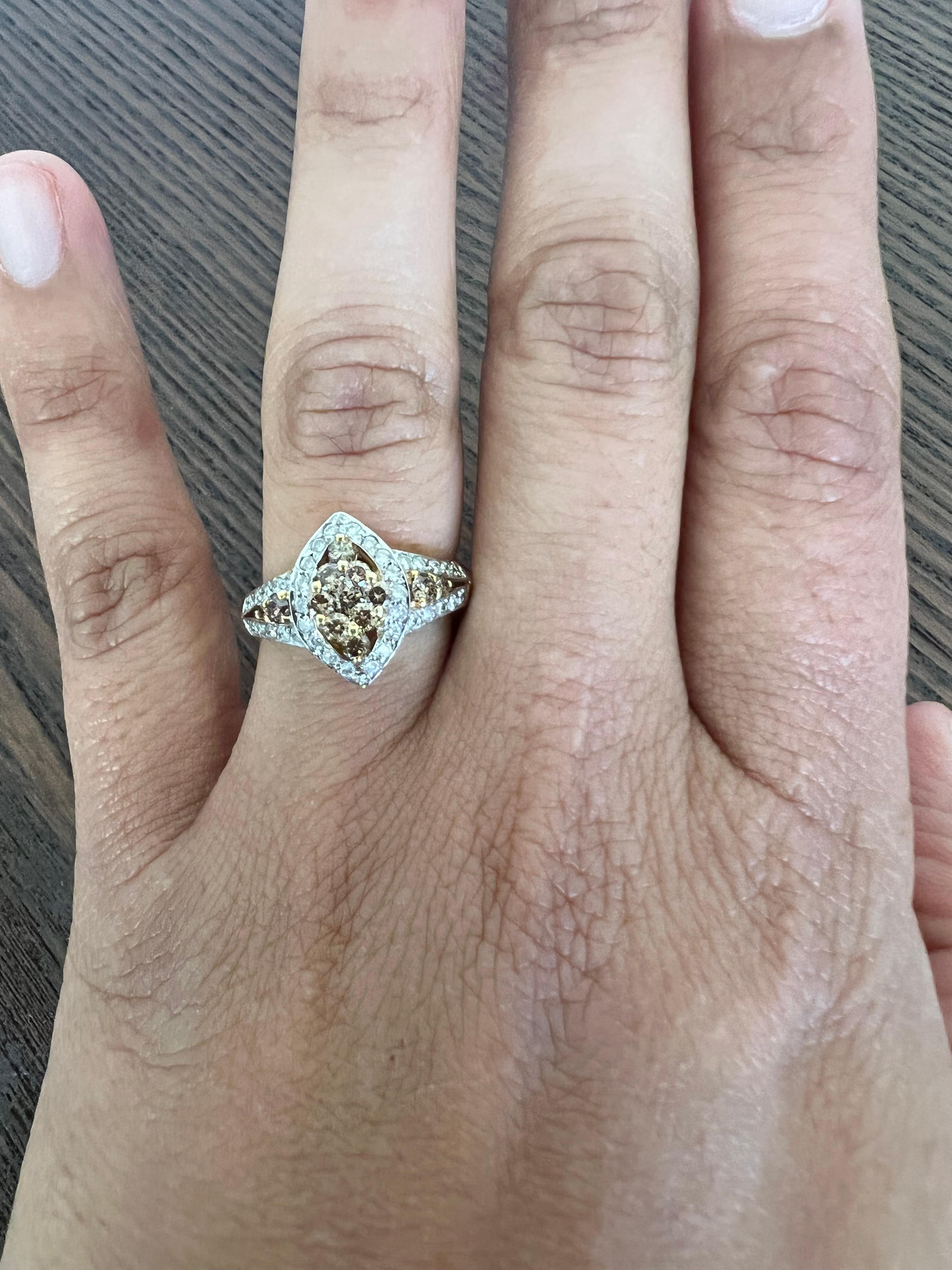 0,97 Karat Brauner Naturdiamant Weißer Diamant Gelbgoldring im Zustand „Neu“ im Angebot in Los Angeles, CA