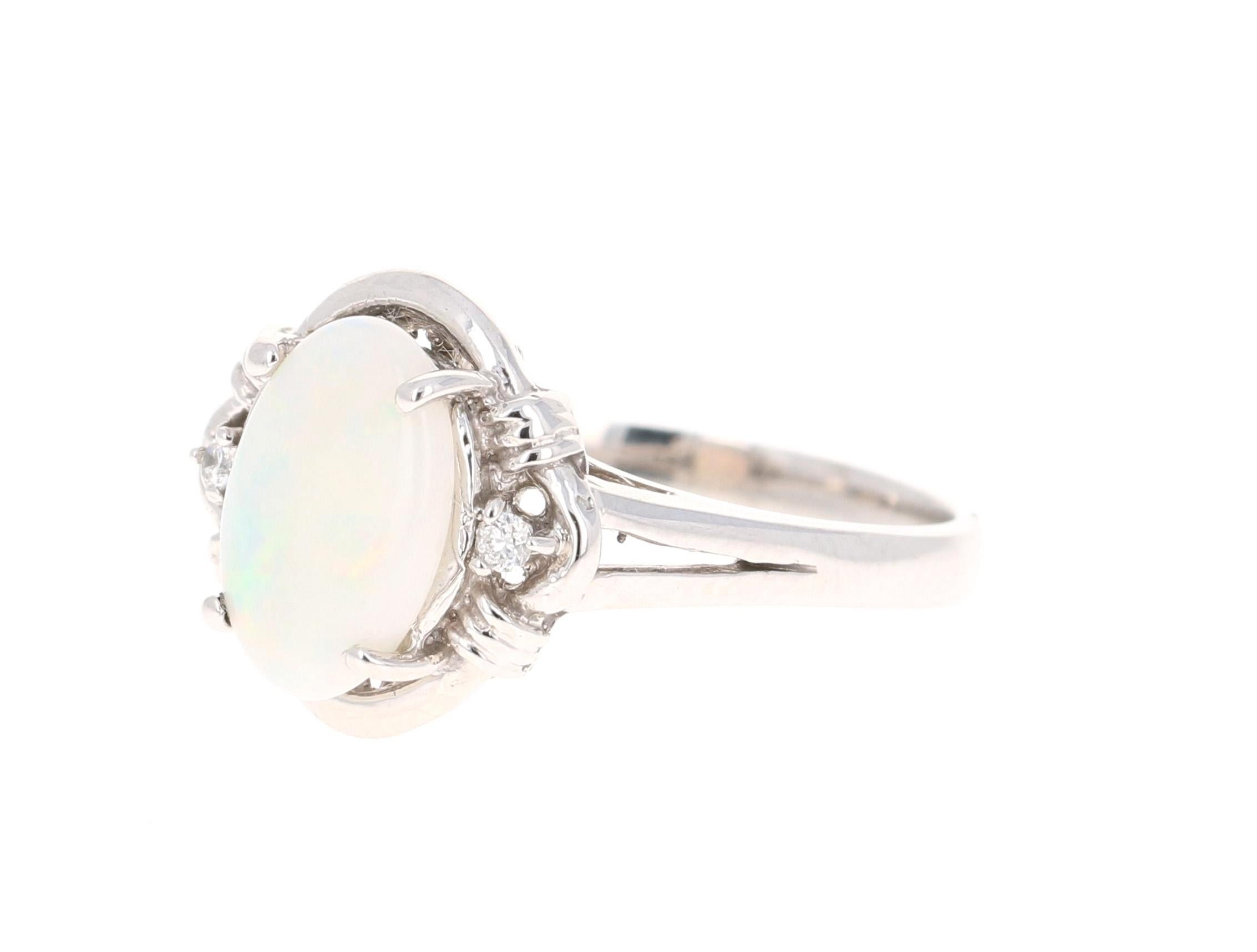 Contemporary 0.97 Carat Opal Diamond 14 Karat White Gold Ring