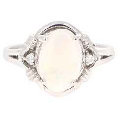 0.97 Carat Opal Diamond 14 Karat White Gold Ring