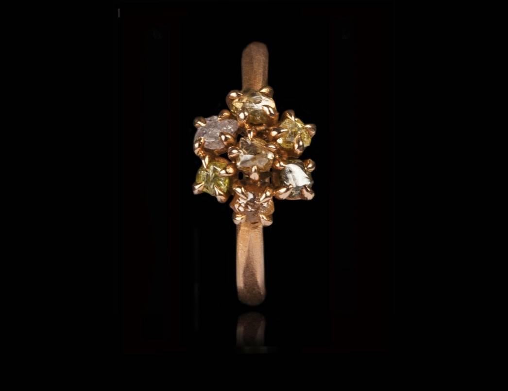 0.97 Carat Rough Fancy Color Diamond Rose Gold Cocktail Ring In New Condition In Copenhagen, DK