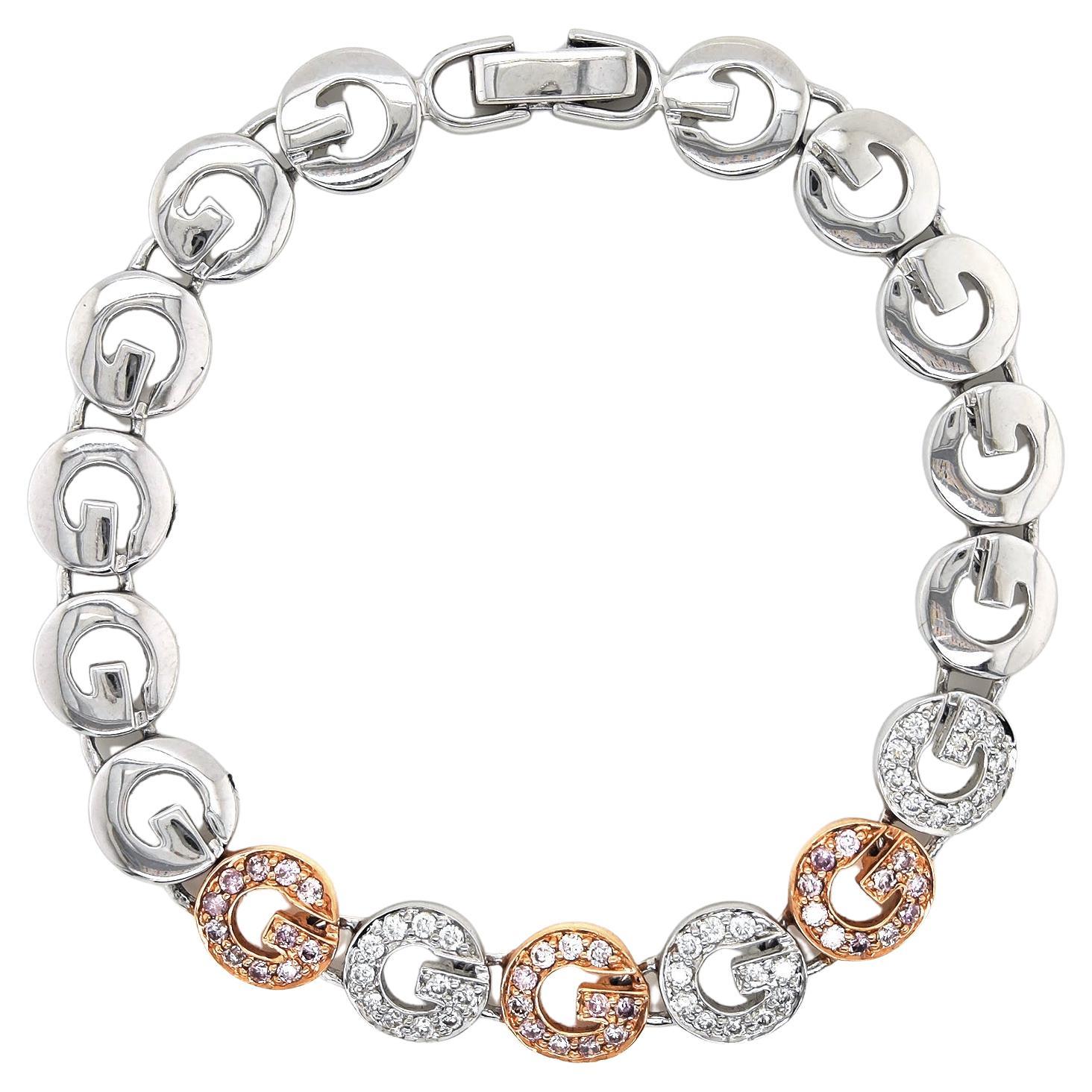 0.97 Karat Pink Diamond und weißer Diamant Armband aus Rosé- und Weißgold