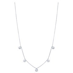 0.97 Carat Total Bezel-Set "Diamonds by the Yard" Drop Style 14 Karat Necklace