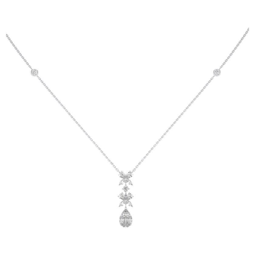 0.97 CTW diamonds 14K White Gold Maria Collection Tear drop Pendant Necklace