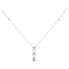 0.97 CTW diamonds 14K White Gold Maria Collection Tear drop Pendant Necklace