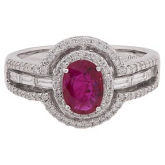 0.970 Carat Ruby with Diamond Ring in 18 Karat Gold