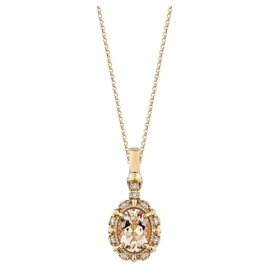 0.978Carat Morganite Pendant in 18Karat Rose Gold with White Diamond. For Sale