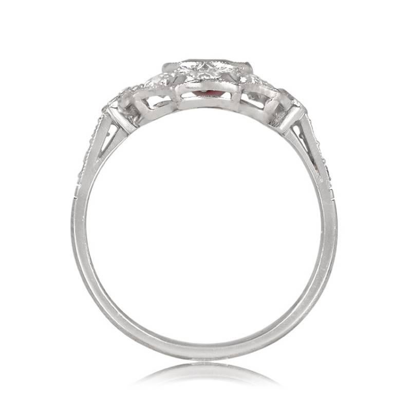 0.97ct Cushion Cut Natural Burma Ruby Cocktail Ring, Platinum  In Excellent Condition For Sale In New York, NY