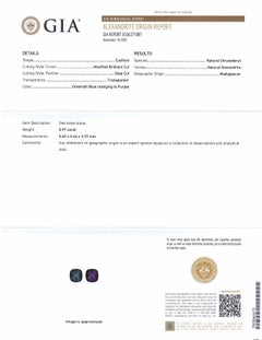 0.97ct Cushion Greenish Blue to Purple Alexandrite GIA Certified Madagascar Unhe