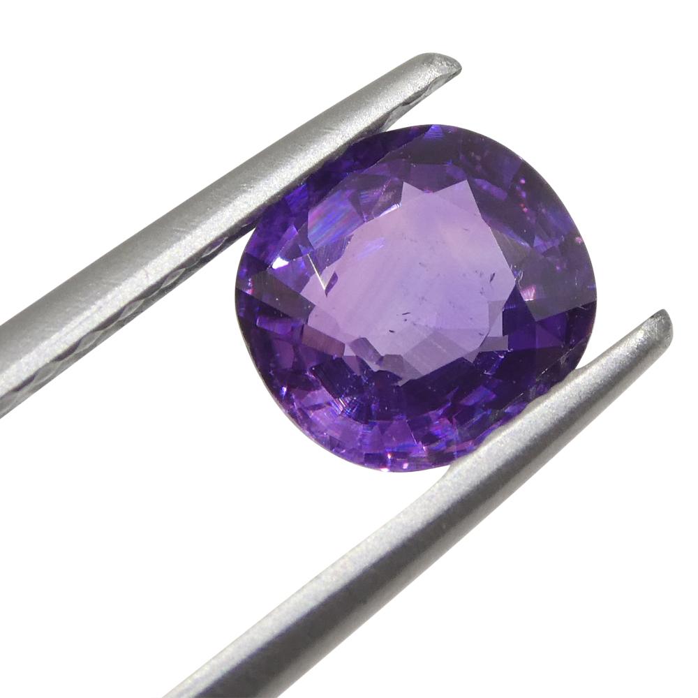 Brilliant Cut 0.97ct Cushion Purple  Sapphire from East Africa, Unheated For Sale
