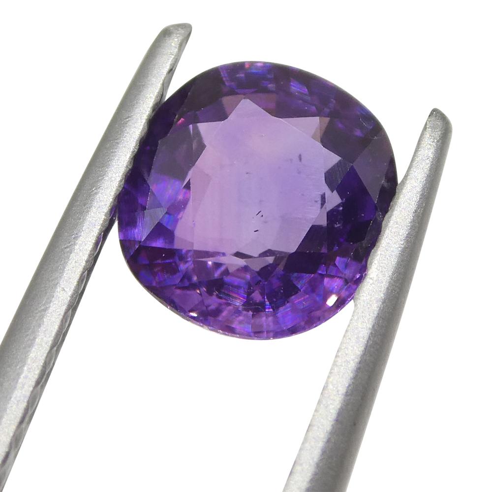 0.97ct Cushion Purple  Sapphire from East Africa, Unheated For Sale 2