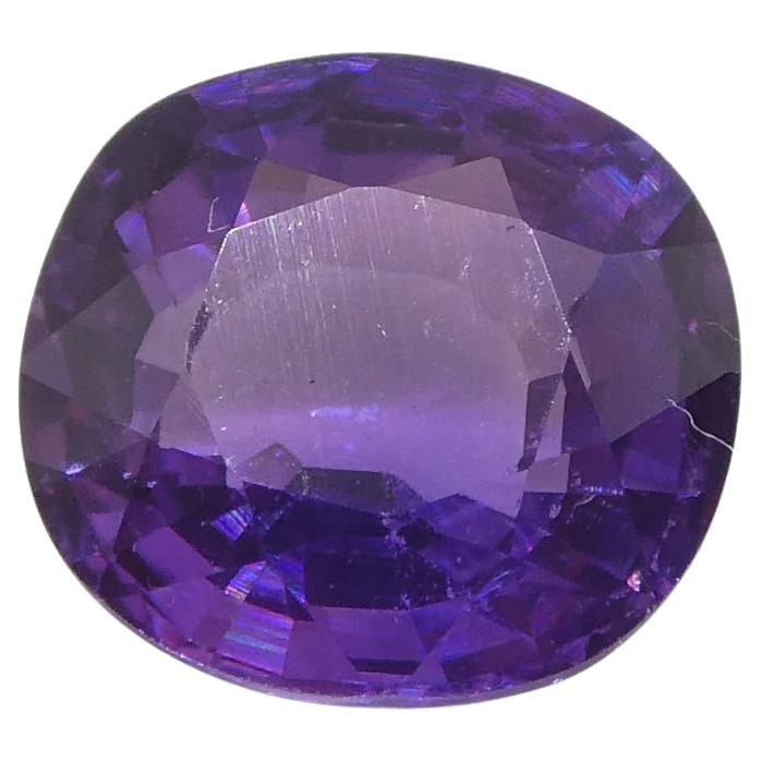 0.97ct Cushion Purple  Sapphire from East Africa, Unheated For Sale