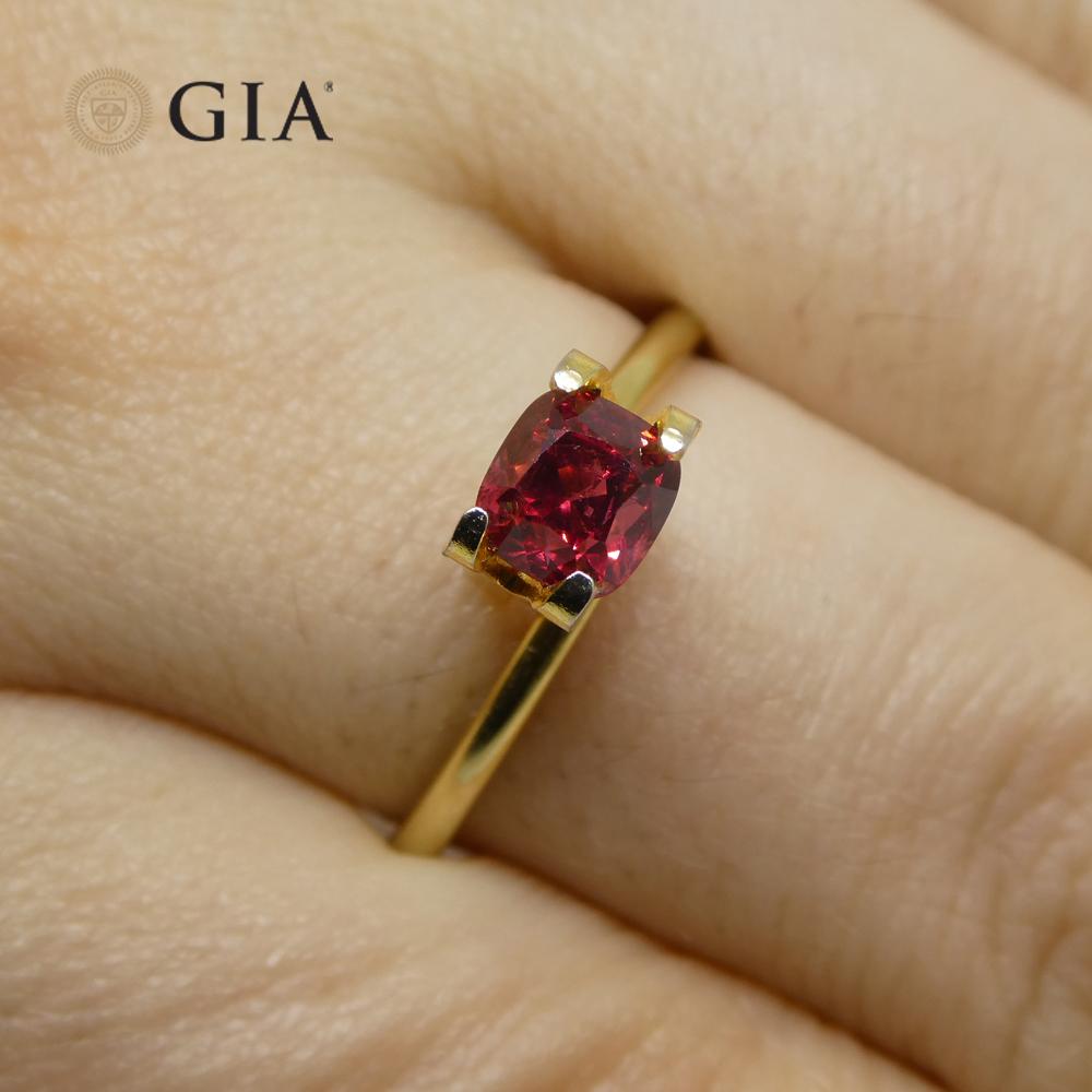 Brilliant Cut 0.97ct Cushion Red Spinel GIA Certified    For Sale