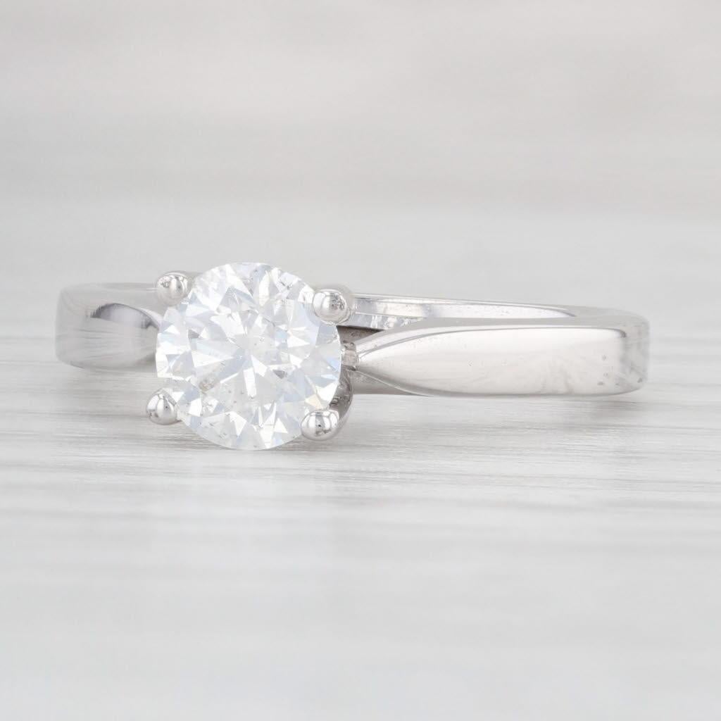 Anello di fidanzamento con diamante rotondo da 0,97 carati in oro bianco 14k misura 7 GSL Copia In condizioni buone in vendita a McLeansville, NC