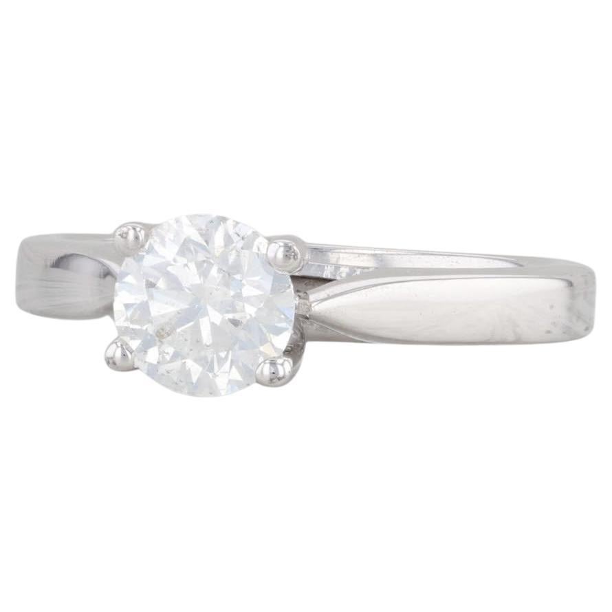 0.97ct Round Diamond Engagement Ring 14k White Gold Size 7 GSL Copy