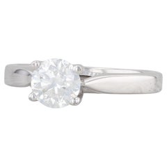 0.97ct Round Diamond Engagement Ring 14k White Gold Size 7 GSL Copy