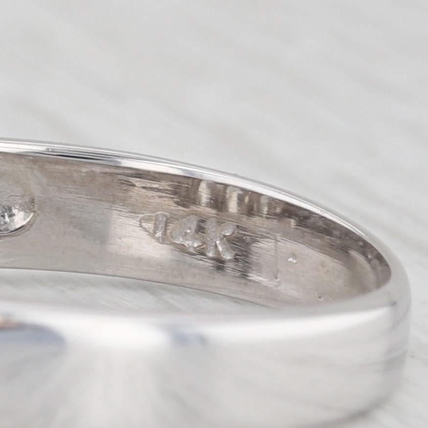 Taille ovale Bague de fiançailles en or blanc 14 carats à 3 pierres avec diamant ovale 0,97 ctw, taille 7,5 en vente