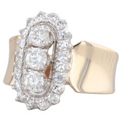 0.97ctw Diamond 3-Stone Cocktail Cluster Ring 14k Gold Size 8.25