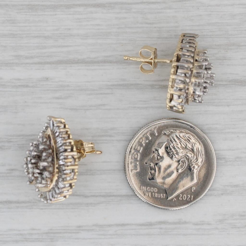 0,97 Karat Diamant-Cluster-Tropfen-Ohrstecker mit Tropfen aus 10 Karat Gelbgold 1