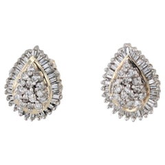 0,97 Karat Diamant-Cluster-Tropfen-Ohrstecker mit Tropfen aus 10 Karat Gelbgold