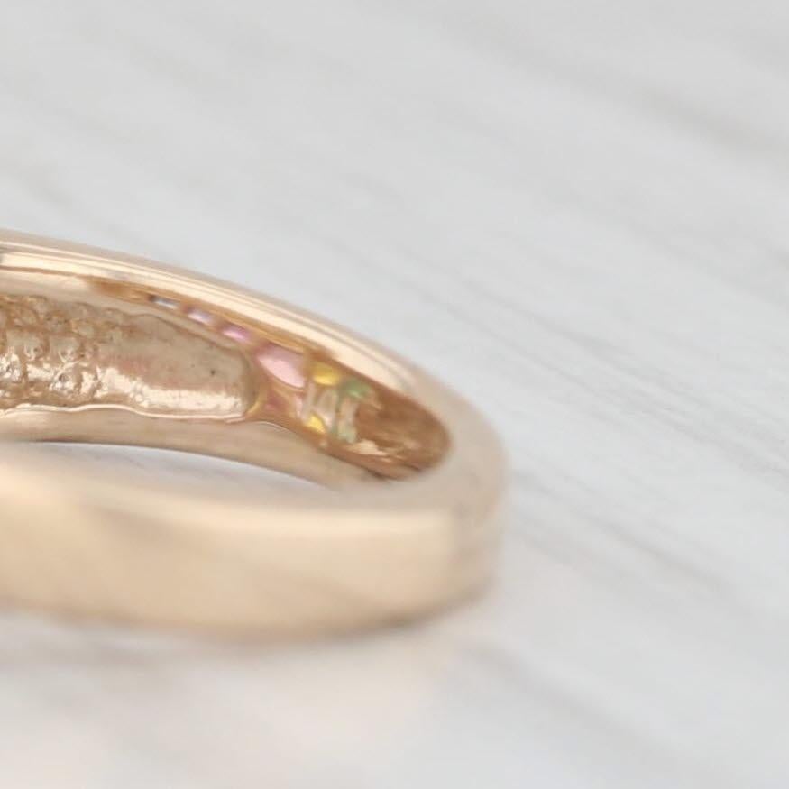 0.97ctw Rainbow Sapphire Diamond Ring 14k Yellow Gold Size 6 Bypass 2