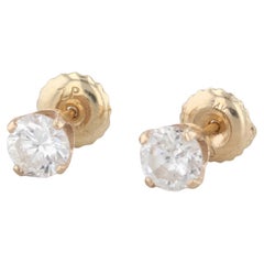 0.97ctw Round Champagne Diamond Stud Earrings 14k Yellow Gold