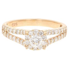 0.98 Carat Diamond 14 Karat Yellow Gold Bridal Ring