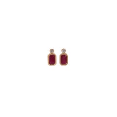0.98 Carat Mozambique Rubies Stud Earrings Diamonds and 18k Gold