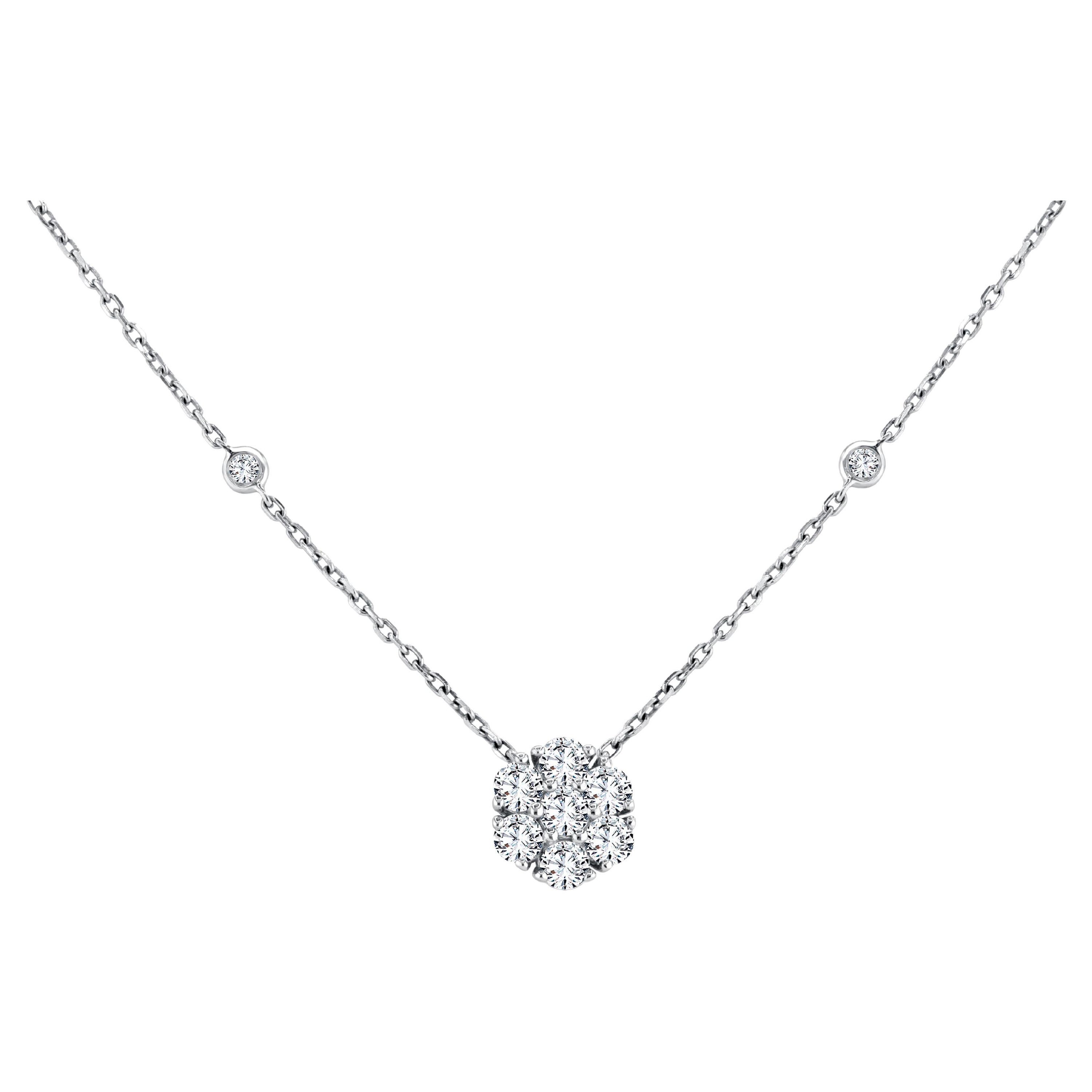 0,98 Karat natürlicher Diamant-Blumenanhänger aus 14k Weißgold Ref2629