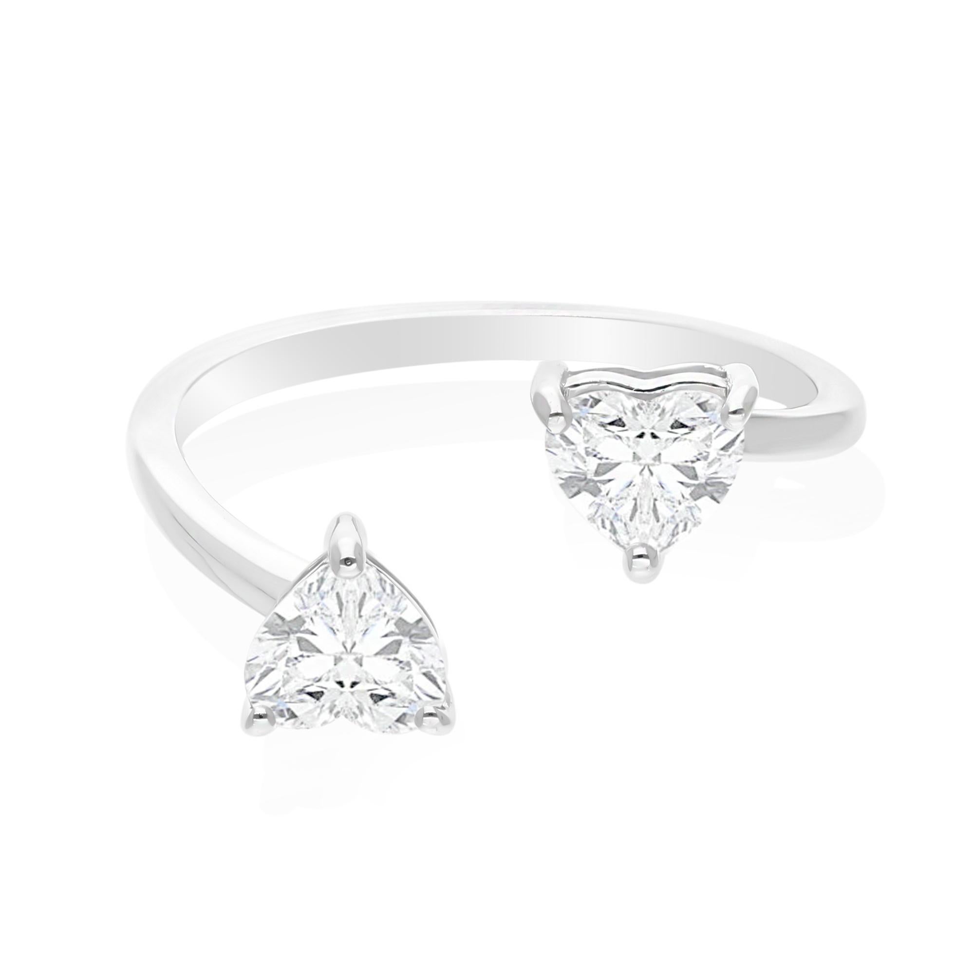 0,98 Karat SI Reinheit Herz Brillantschliff Diamant Wickelring 14 Karat Weißgold