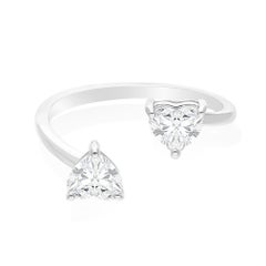 0,98 Karat SI Reinheit Herz Brillantschliff Diamant Wickelring 14 Karat Weißgold