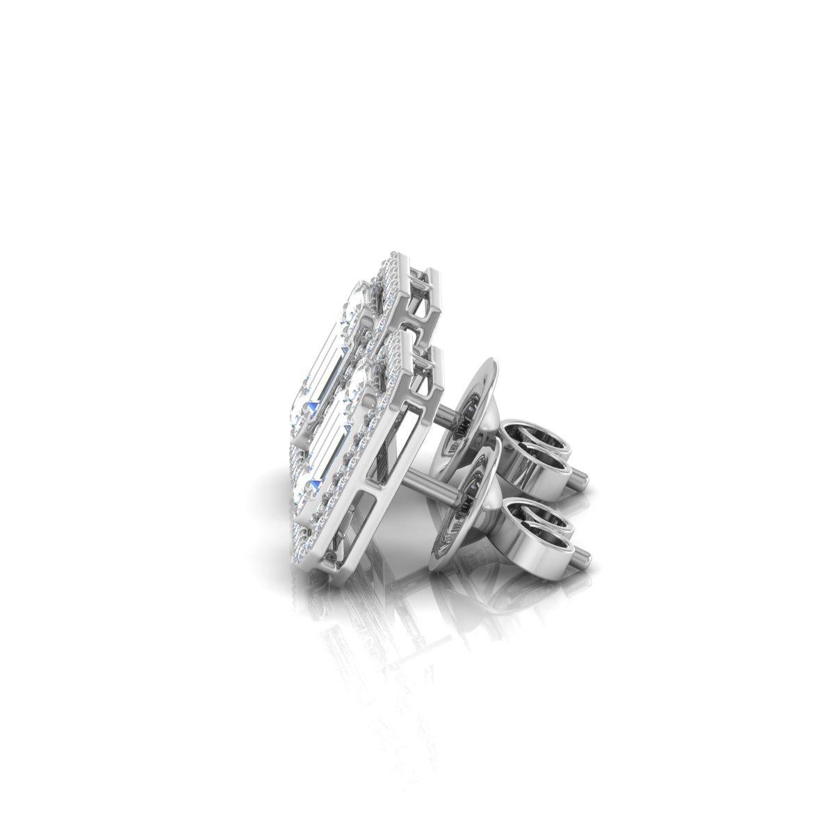 Clous d'oreilles en diamant de 0,98 carat, pureté SI, couleur HI, en or blanc 10 carats Pour femmes en vente