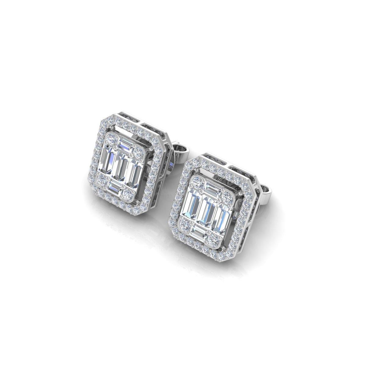 Round Cut 0.98 Carat SI Clarity HI Color Diamond Stud Earrings 10 Karat White Gold Jewelry For Sale