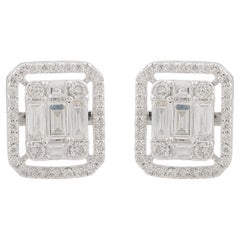 0.98 Carat SI Clarity HI Color Diamond Stud Earrings 10 Karat White Gold Jewelry