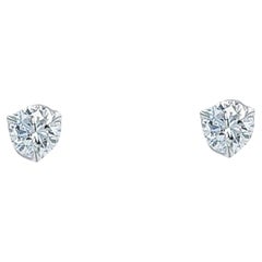 0.98 Carat Total Weight Round Diamond Stud Earrings