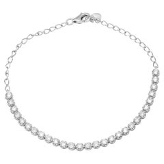 Bracelet tennis en or blanc 14 carats avec diamants ronds d'un poids total de 0,98 carat