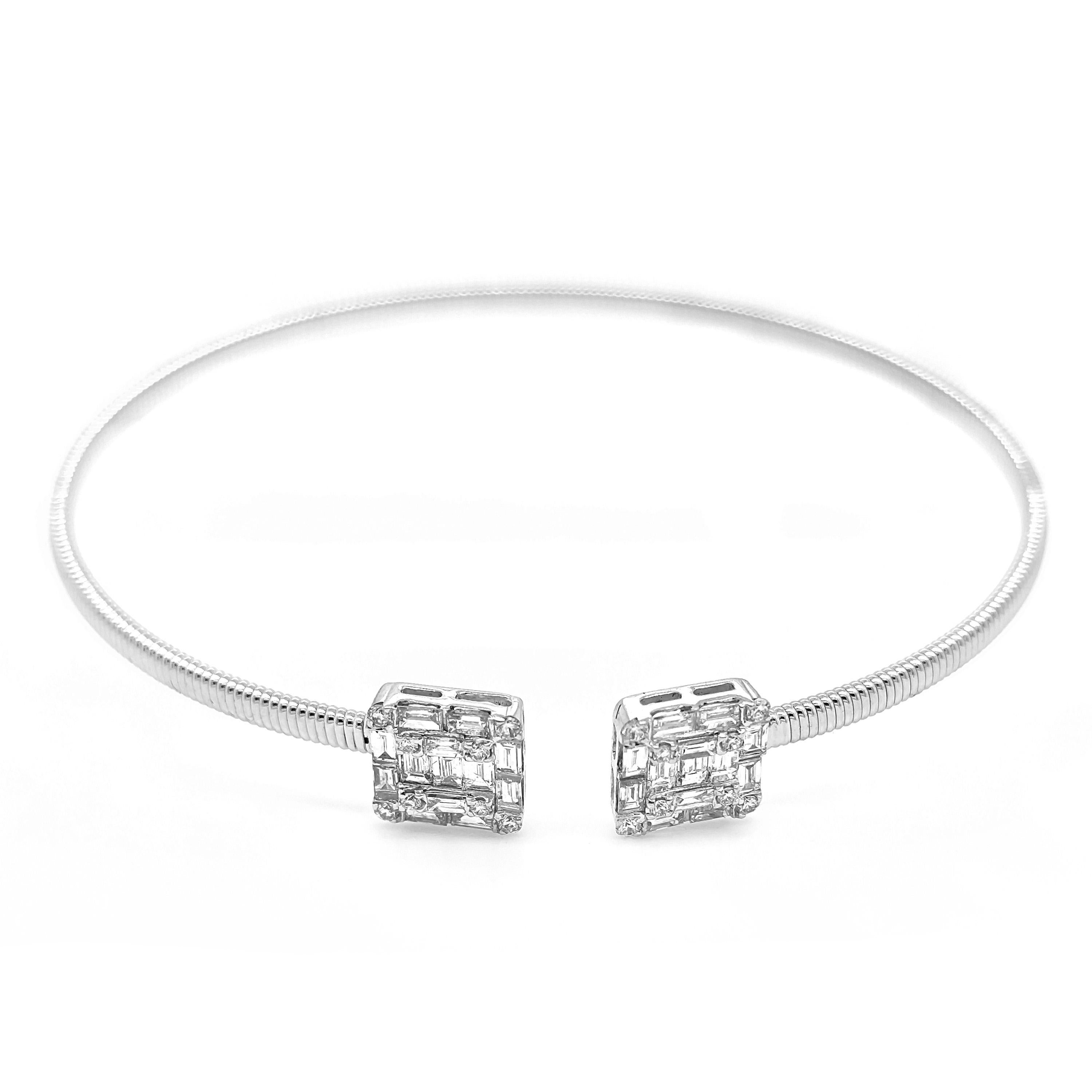 Mixed Cut 0.98 Carat White Diamond White Gold Bracelet For Sale