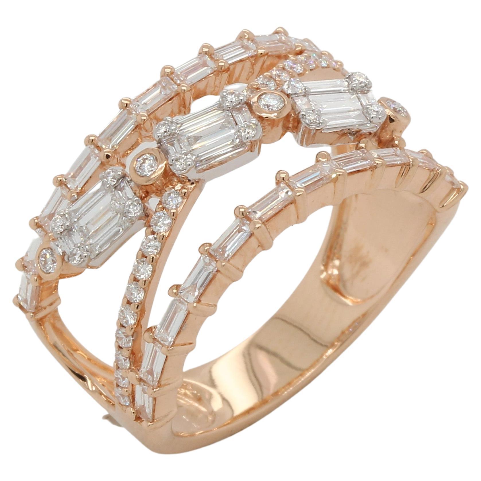 0.98 Carats Diamond Illusion Wedding Ring In 18 Karat Gold For Sale