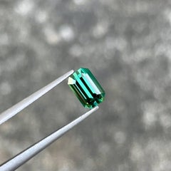 0.98 carats Greenish Blue Tourmaline Stone Emerald Cut Afghan Gemstone