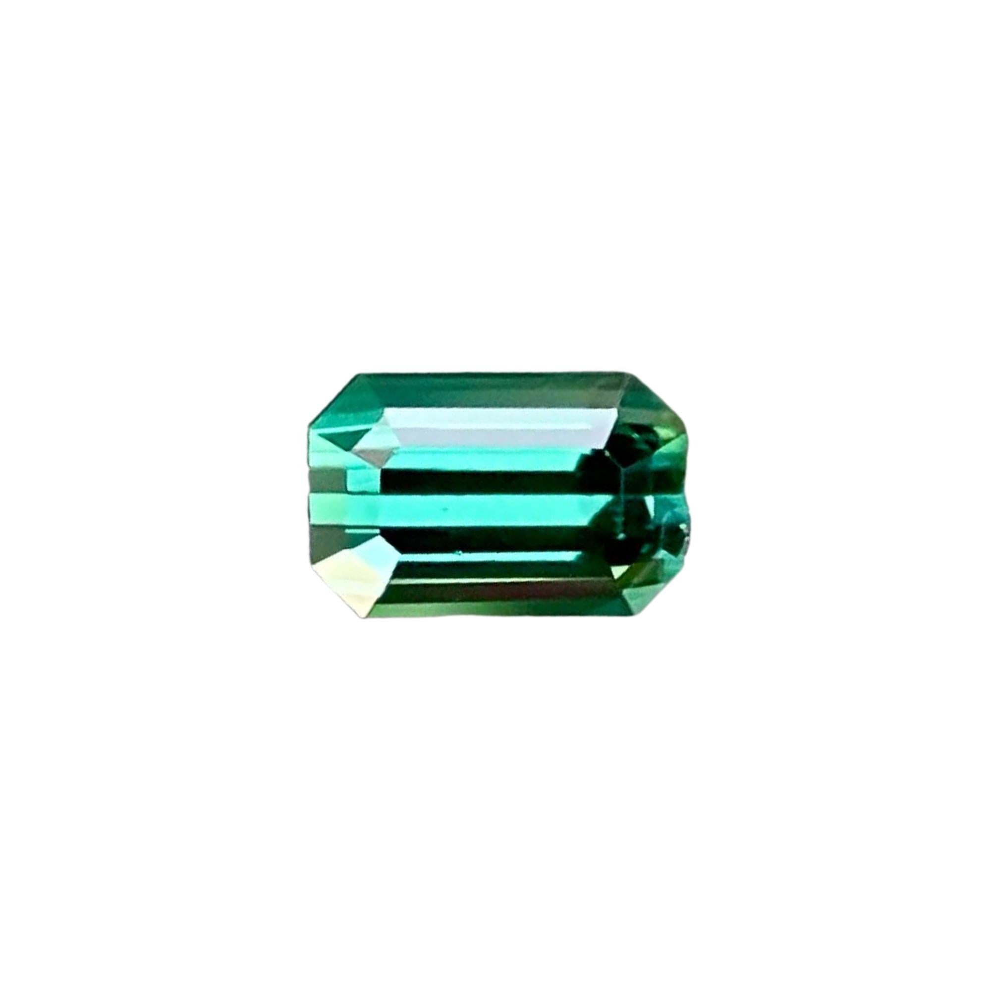 0.98 Karat Grünlich Blauer Turmalin Stein Smaragdschliff Afghanischer Edelstein im Angebot 4