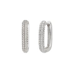 0.98 CT Baguette and Round Diamond Multi Row Wide Huggie Hoop Earrings 18K Gold
